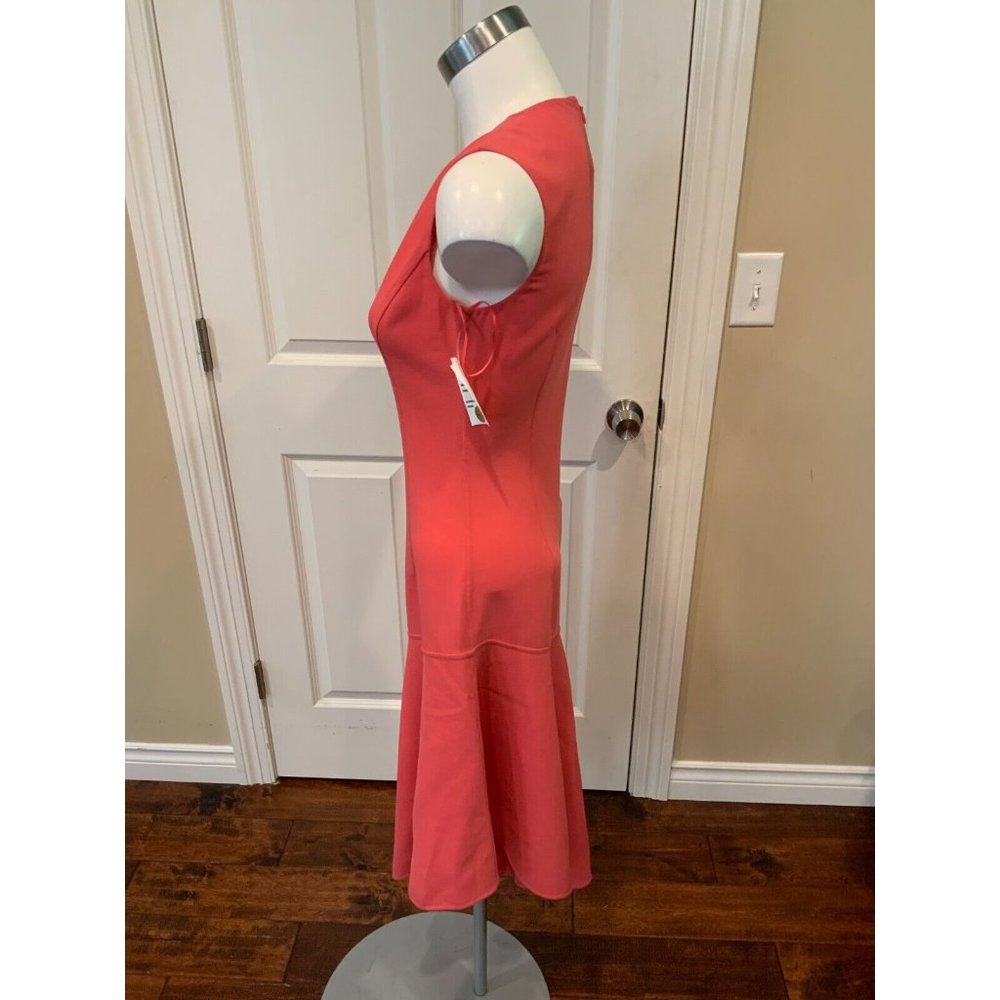 Michael Kors Collection Coral Pink Wool Crepe Fit & Flare Dress, Size 2 - Picture 5 of 9